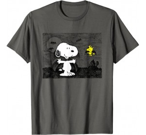 Peanuts Snoopy and Woodstock Halloween Midnight Flight T-Shirt